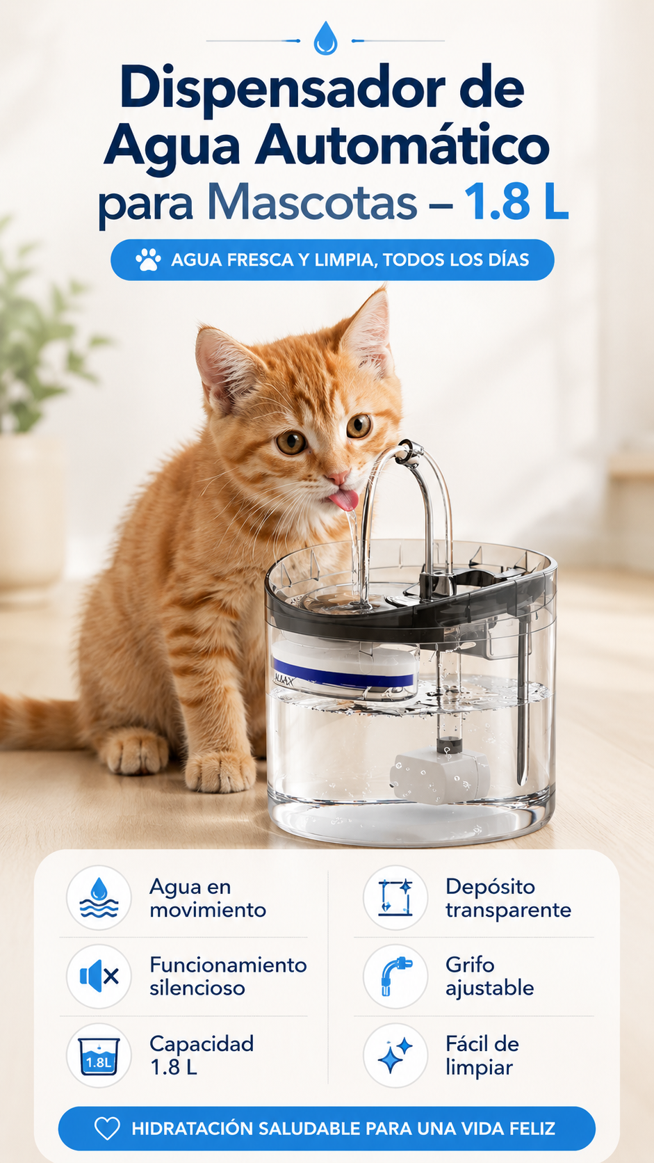FUENTE DE AGUA PARA GATOS | AGUA FRESCA Y EN MOVIMIENTO